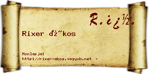 Rixer Ákos névjegykártya